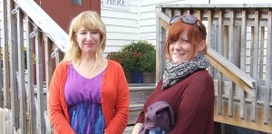 Jackie Torrens (L) and the film's producer, Jessica Brown outside The Hall