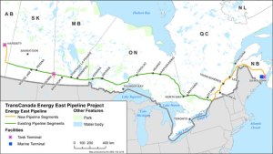 From Alberta to New Brunswick: route of the Energy East pipeline
