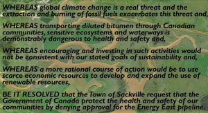 Text of Bill Evans's motion opposing Energy East pipeline